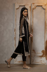 DA-1740 BLACK EMBROIDERED KURTA